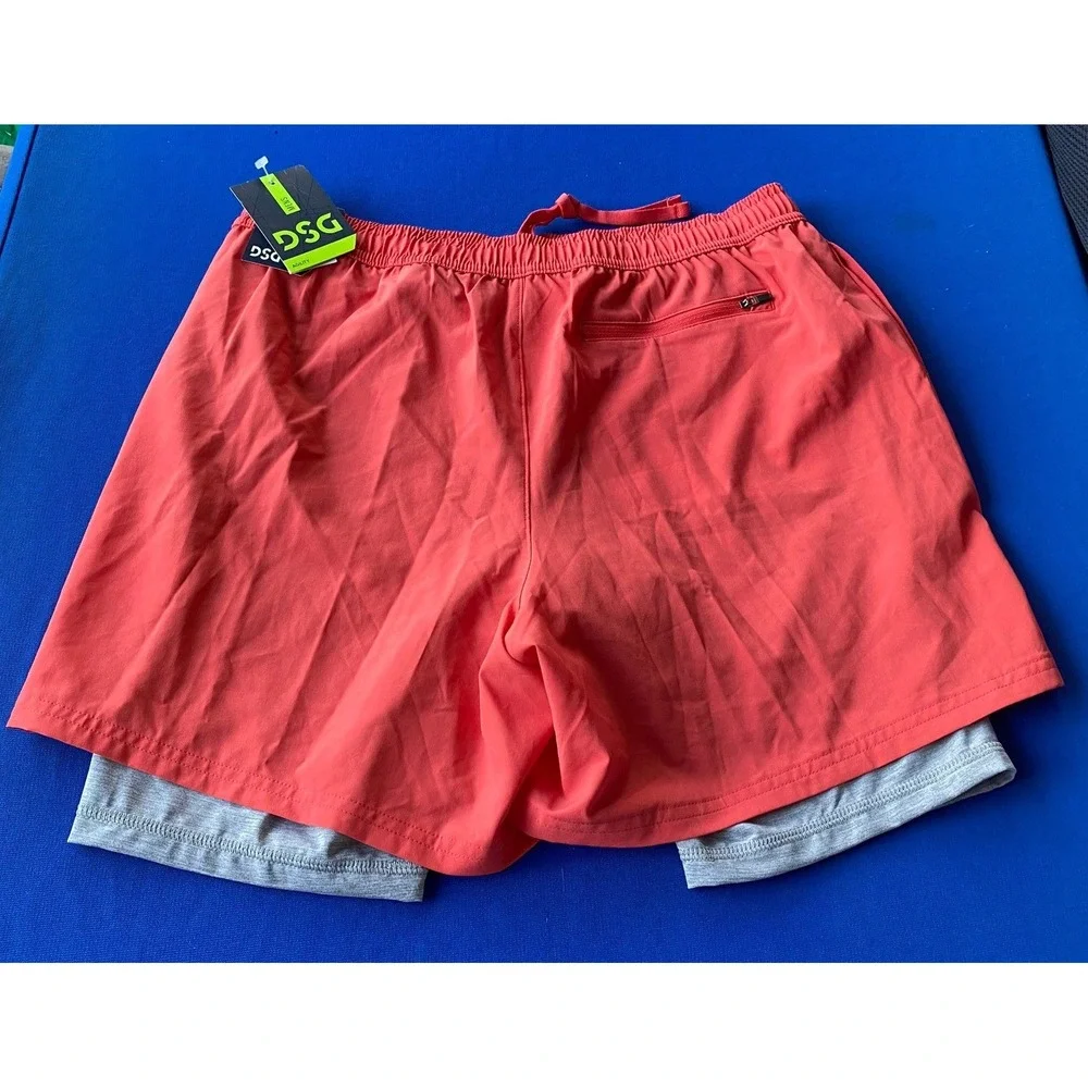 DSG Mens Agility 2-in-1 Shorts Red Sun Size Medium NWT DAM13107HL UPF 50+